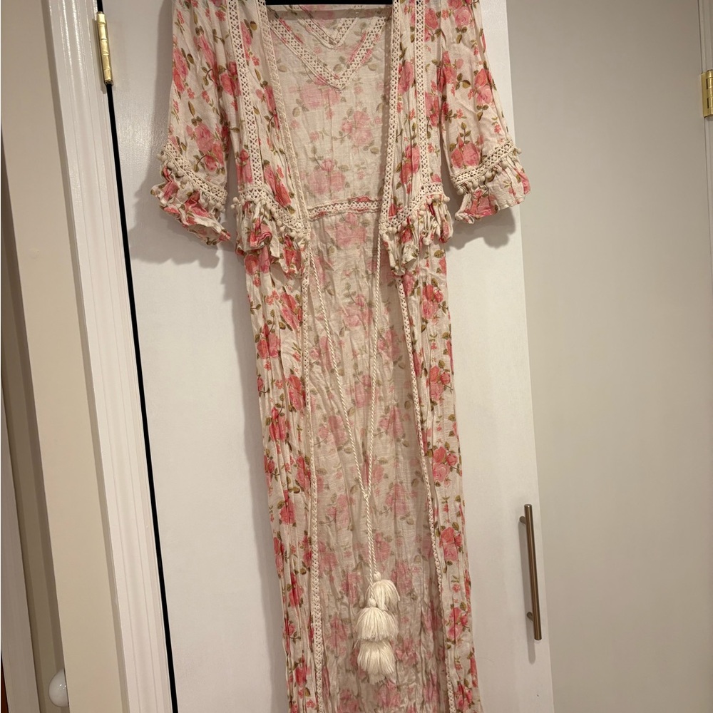 Floral Lace Kimono with Tassels